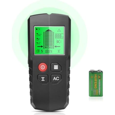 Détecteur de câbles 5 en 1 avec puce intelligente et écran LCD HD pour lignes électriques, bois, métaux ferreux et câbles d'alimentation, scanner mural avec alerte sonore. (1/5)