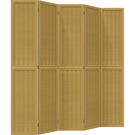 Trennwand 5 Paneele braun Massivholz Paulownia