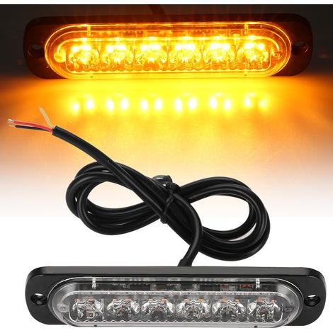 4Pcs Feux Stroboscopiques 12-24V Auto 6 LED Barre Flash Avertissement Urgence Jaune, Lampe Gyrophare Grille (1/5)
