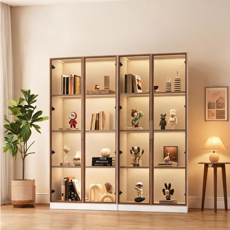 Vitrine en bois avec éclairage LED 80 x 40 x 160 cm blanc (1/5)