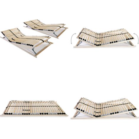 Sommiers à lattes sans matelas 2 pcs avec 28 lattes 80x200 cm - Sommier À Lattes - Sommier Bois - Lit Double - Cadre Lit - Support Matelas - Home & Living (1/5)
