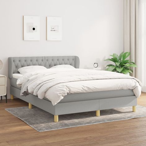 Cama box spring con colchón tela gris claro 140x200 cm vidaXL (1/5)