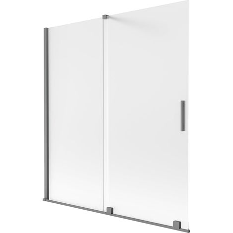 Mexen Velar paratia per vasca da bagno scorrevole a 2 ante 150 x 150 cm, satinato, metallo canna di fucile - 896-150-000-31-95 (1/2)