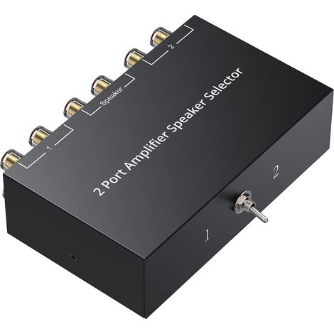 Commutateur d'Enceintes Bidirectionnel 2 Amplis vers 1 Paire / 1 Ampli vers 2 Paires Bornes Banane Plaquées Or 100W RMS - Passif sans Alimentation Boîtier Métallique Commutateur A/B pour HiFi (1/5)