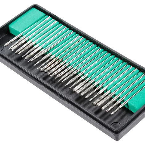 Lot de 30 forets de 3 mm, accessoires pour outils électriques, fraises diamantées, meule, tige abrasive, gravure sur bois e (1/3)