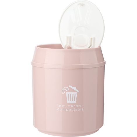 Papeleras Mini Cubo de Basura PP 17,5cm Tapa Extraíble Rosa Ideal para Baño y Escritorio (1/5)