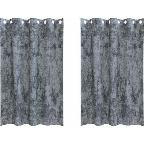 Rideau avec des rideaux 2 pcs Gris Argenté 175 x 140 cm Velours CFW71591 (1/5)