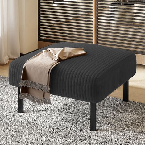 Puf (56x51x39 cm), acolchado, versátil, estructura de metal, corduroy gris (1/5)