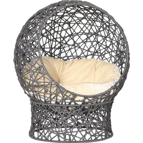 Panier pour chat suspendu avec coussin, cocon surélevé 50 x 50 x 60 cm, structure stable jusqu’à 5 kg, design gris moderne pour intérieur - CHICFURN (1/5)