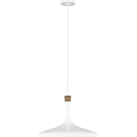 Sospensione Contemporanea Darwin Acciaio Bianco Opaco Legno 1 Luce E27 (1/5)