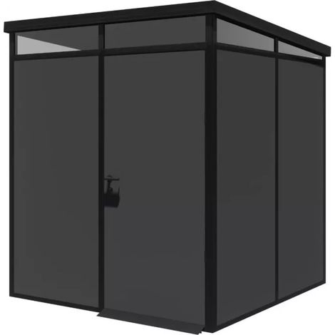 casetta da giardino prefabbricata in pvc e alluminio artplast "modulare" nero e grigio 2x2 mt (1/3)