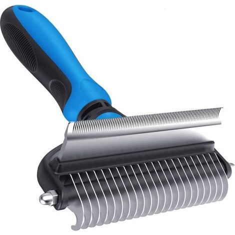 Brosse pour chien et chat - Brosse 2 en 1 pour animaux de compagnie - Brosse pour sous-poil - Brosse pour enlever le sous-poil mort (1/4)