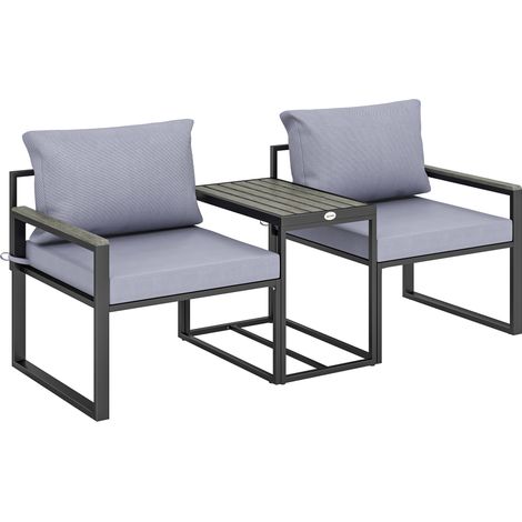 Salon de jardin Carenno 2 places confortable et modulable gris anthracite (1/5)