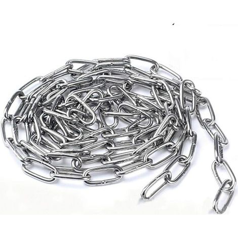 Chaîne en Acier Inoxydable 304 Solide et Robuste Avec Maillons Soudés en Acier pour clôture, Promenade et Chaîne de Chien, Chaîne De Séchage, Charge Maximale de 200KG, 4mm - 2 Mètre
