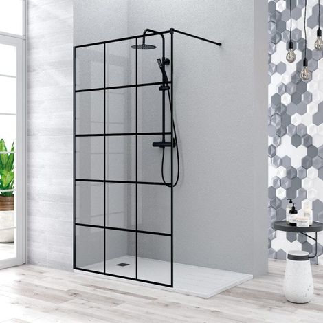 Paroi de douche fixe MANACOR INDUSTRIAL noir mat 110 cm