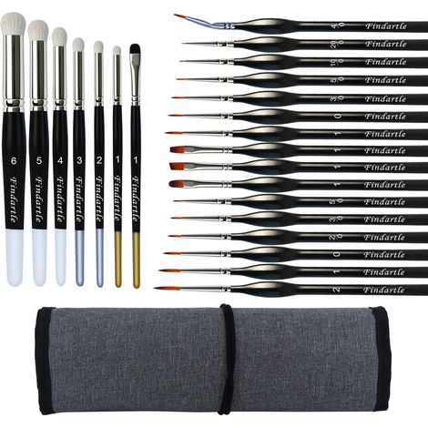 Pinceau Peinture Miniatures Dry Brush, 16 Pinceaux Fin et 7 Drybrush pour Aquarelle, Acrylique, Huile, Pinceaux Modelisme pour Miniatures, Modelisme, Numeros, Figurine (1/5)