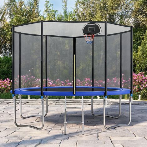 Trampoline acier 366 cm avec filet de sécurité bleu en acier (1/5)