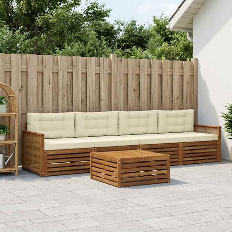 vidaXL Outdoor-Sofagarnitur mit Kissen 5 pcs Natur und Creme (1/5)