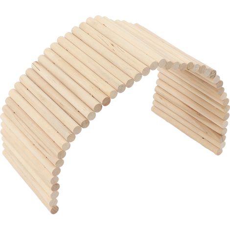 Pont-cachette en bois sécurisé et flexible pour petits animaux (lapins, cochons d'Inde, hamsters), 15 x 40 cm (1/5)
