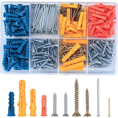 360 Pieces Universal Kit Screws and Dowels Expansion Anchor, Hollow Screw Masonry Dowels Self Drilling Dowels with Wood Screws (1/5)