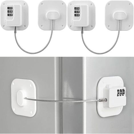 Kit da 2 serrature codificate per frigorifero – Sicurezza bambini, installazione facile, compatibile con la maggior parte dei modelli (ante apribili a destra/sinistra)