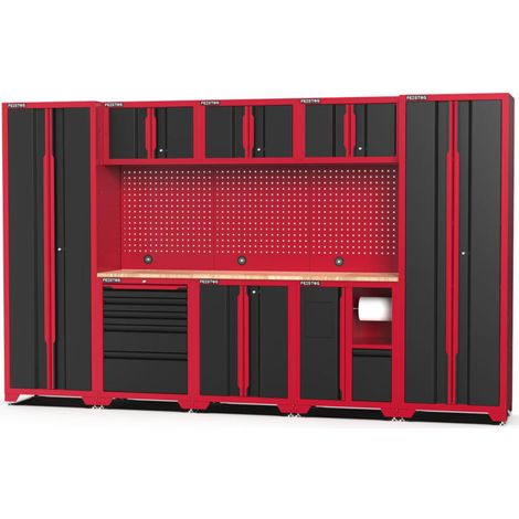Feistos Werkstatteinrichtung "Juno 15", schwarz/rot, 330 x 46 x 198 cm (B x T x H), 2 Hochschränke (1/5)
