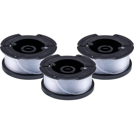 Bobine de rechange pour tondeuse BLACK+DECKER, fil de nylon, diamètre 1,65 mm, AF100 noir/transparent.