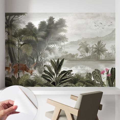 Fototapete Selbstklebend - Wanddekoration - Wandfolie - 3D Tapete Wand - Wohnungsdeko Tropische Oase 104x70 cm (1/5)