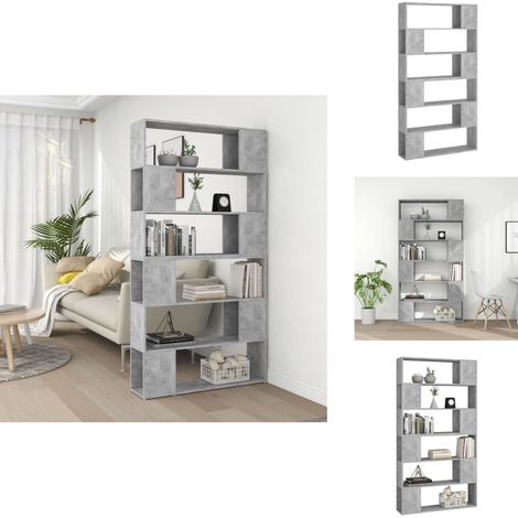 Bibliothèque/Séparateur de pièce Gris béton 100x24x188 cm - Bibliothèque - Étagère - Meuble De Rangement - Séparateur De Pièce - Décoration Intérieure (1/5)