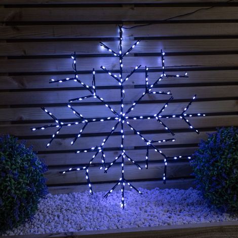 61cm Light up Twinkling Christmas Snowflake with 196 White LEDs (1/2)