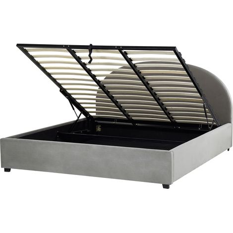 Ottoman Bed Velvet VAUCLUSE 180 x 200 cm (EU Super King) Light Grey (1/5)