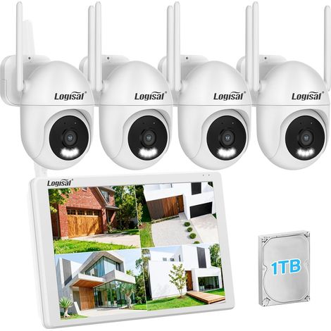 PTZ Kit Camera Surveillance Exterieure avec 10'' Moniteur, 5MP 10CH WiFi NVR, Caméra Enregistrement 24/7, Vision Nocturne Couleur, Suivi Automatique, Détection Humaine, 1TB (1/5)