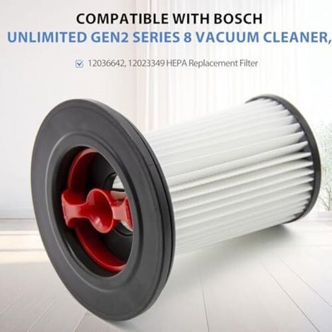 Lot de 2 filtres de rechange pour aspirateur sans fil Bosch Unlimited Gen2 série 8 BKS8214W/BSS825ALL/BSS81POW1/BBS8214PET, références 12036642 et 12023349 (1/4)