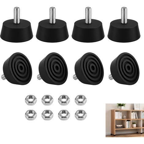 Lot de 8 Pied en Caoutchouc à Visser pour Meuble, Pieds de Chaise RéGlable M6 X 32 mm avec Vis M6, Patins RéGlables pour Tables, Chaises, CanapéS, Armoires et éTagèRes, Stabilisation et Nivellement (1/5)