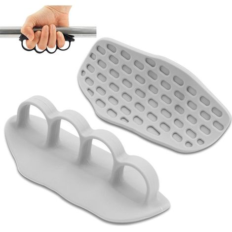 Poignées de musculation antidérapantes - Protection de paume en caoutchouc pour soulevé de terre, tractions et haltérophilie - Gris