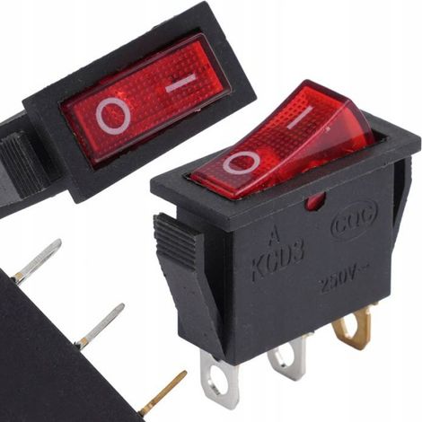 Interrupteur À Bascule - 15 A 250 V AC - ON OFF - 3 Broches - Avec Rétroéclairage - Pour Appareils Électriques Et Électroniques - 1 Pièce (1/4)