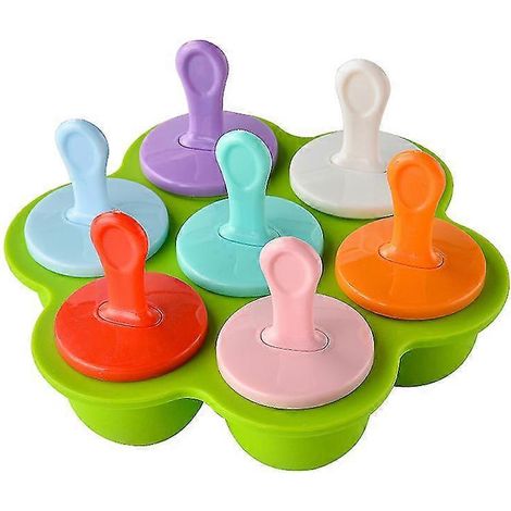 Moule à glaçons en silicone à 7 cavités, récipient réutilisable et écologique pour aliments pour bébé, sans danger pour le contact alimentaire, capacité moyenne, structure flexible monobloc, 16 x 3,5 (1/5)