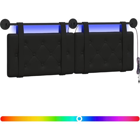 Cabecero colgante Con luz LED Negro Cuero sintético vidaXL