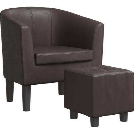 Fauteuil de Salon,Chaise,Fauteuil avec repose-pied marron similicuir CFW860794 (1/5)