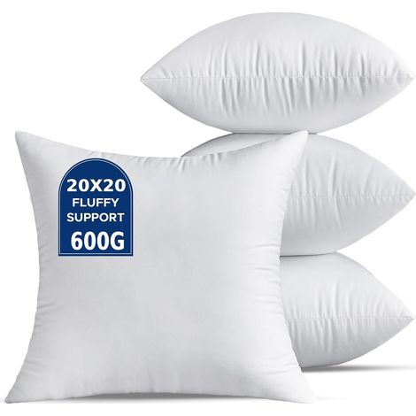 Coussin Rembourrage 50 x 50 cm Lot de 4 Grands Coussins Décoratifs Blancs pour Le Salon Canapé Lit Canapé Carrés Housse de Coussin Garnissage Coussin (1/5)