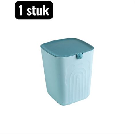 Mini poubelle de bureau avec couvercle – Petite poubelle créative pour chevet, bureau et salon – Rangement compact – Bleu (1/5)