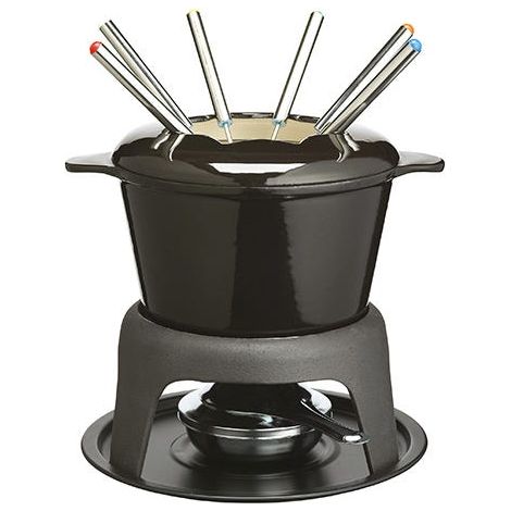 MasterClass Cast Iron Enamelled Black Fondue Set