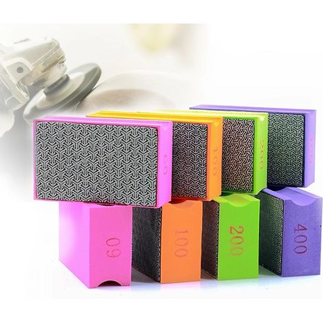 Lot de 6 disques diamantés de polissage à main pour granit, verre, marbre, béton et pierre - abrasifs de ponçage et lustrage, idéal pour surfaces dures (1/5)