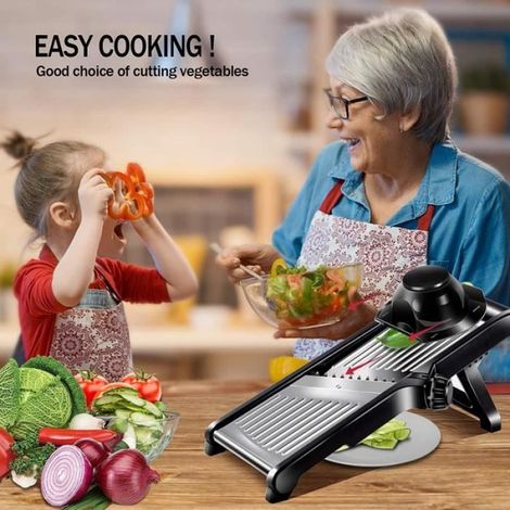 Mandoline de Cuisine Acier Inoxydable Multifonction réglable 4 Modes, Machine à raper- mandoline pour légumes Fruits (1/4)