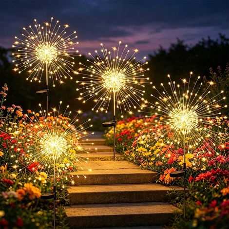 Joycome Lampe Solaire Exterieur 4 Pièces 120 LED Feux d'artifice Solaires (1/5)