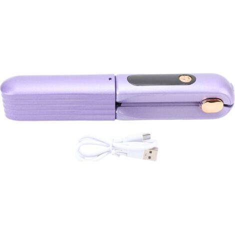 QORVA-60W Cordless Hair Straightener Brush 2 in 1 Portable Hot Brush Straightening Comb with Dust Cover 3500mAh Digital Display Purple