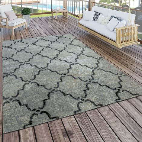Paco Home Tappeto per esterni e per interni look naturale grigio Ø 160 cm tondo