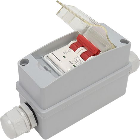 Disjoncteur DC 2 pôles 500V 32A interrupteur sectionneur coffret étanche IP65 sans câble LQX C32.2 polycarbonate ABS 120x55x90mm photovoltaïque maison camping-car (1/5)