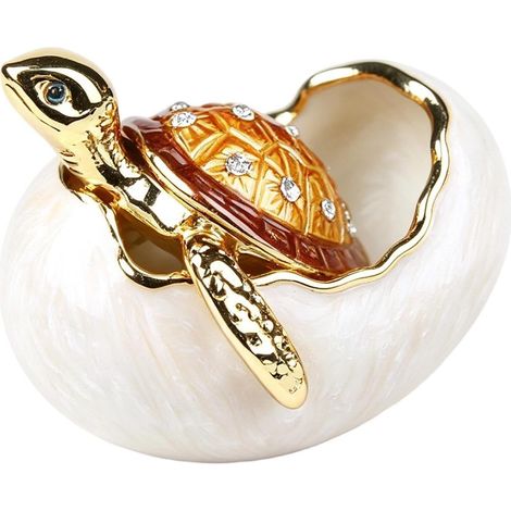 Boîtes à Bijoux avec Charnière  Décoration artisanale en de zinc - Éclosion  Figurine tortue marine  Pour Bibliothèque Table De Chevet Bagues Boucles D'Oreilles Colliers (1/5)