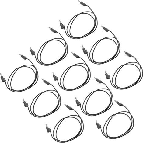 Jeu de 10 cordons de test banane mâle-mâle, âme en laiton, test électrique J.70006, 4 mm, noir (1/5)